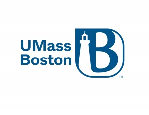 UMass Boston logo in Blue with white background