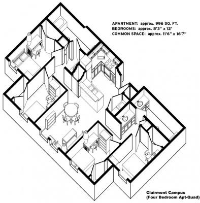 4-bed floor plan