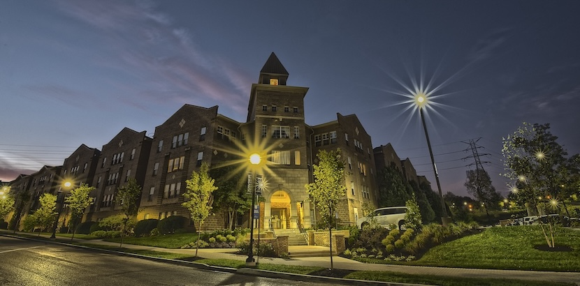 Outside of Commons Hall in the Evening