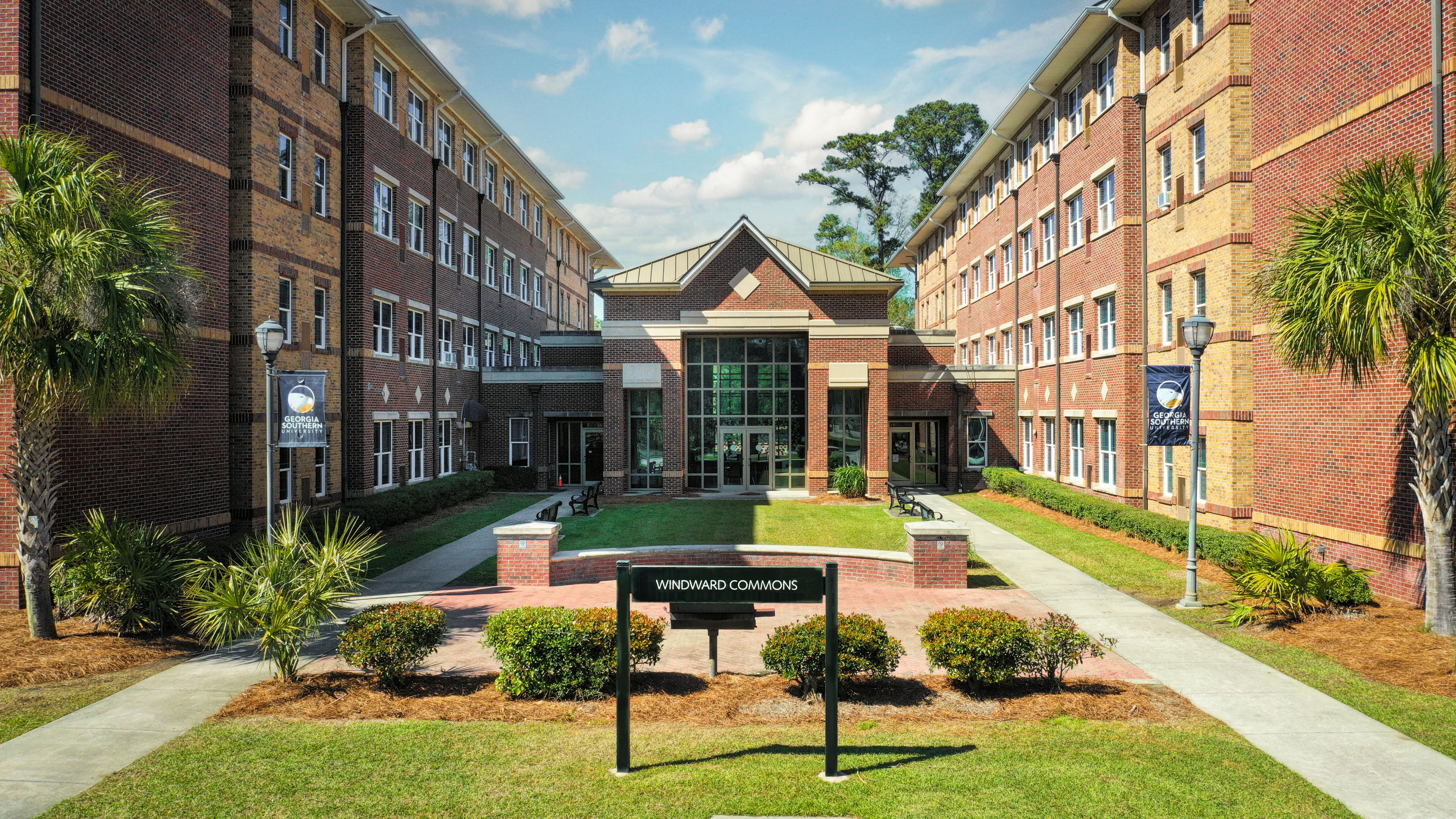 Exterior picture of Windward Commons with the sign visible