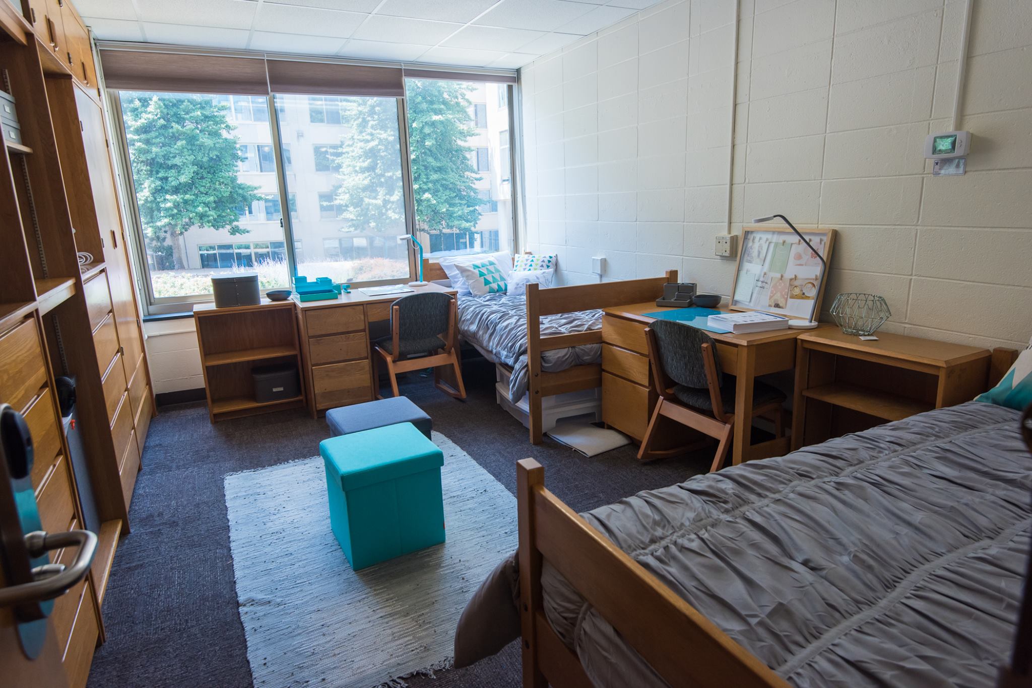 Anderson Hall residence hall room at American University decorated