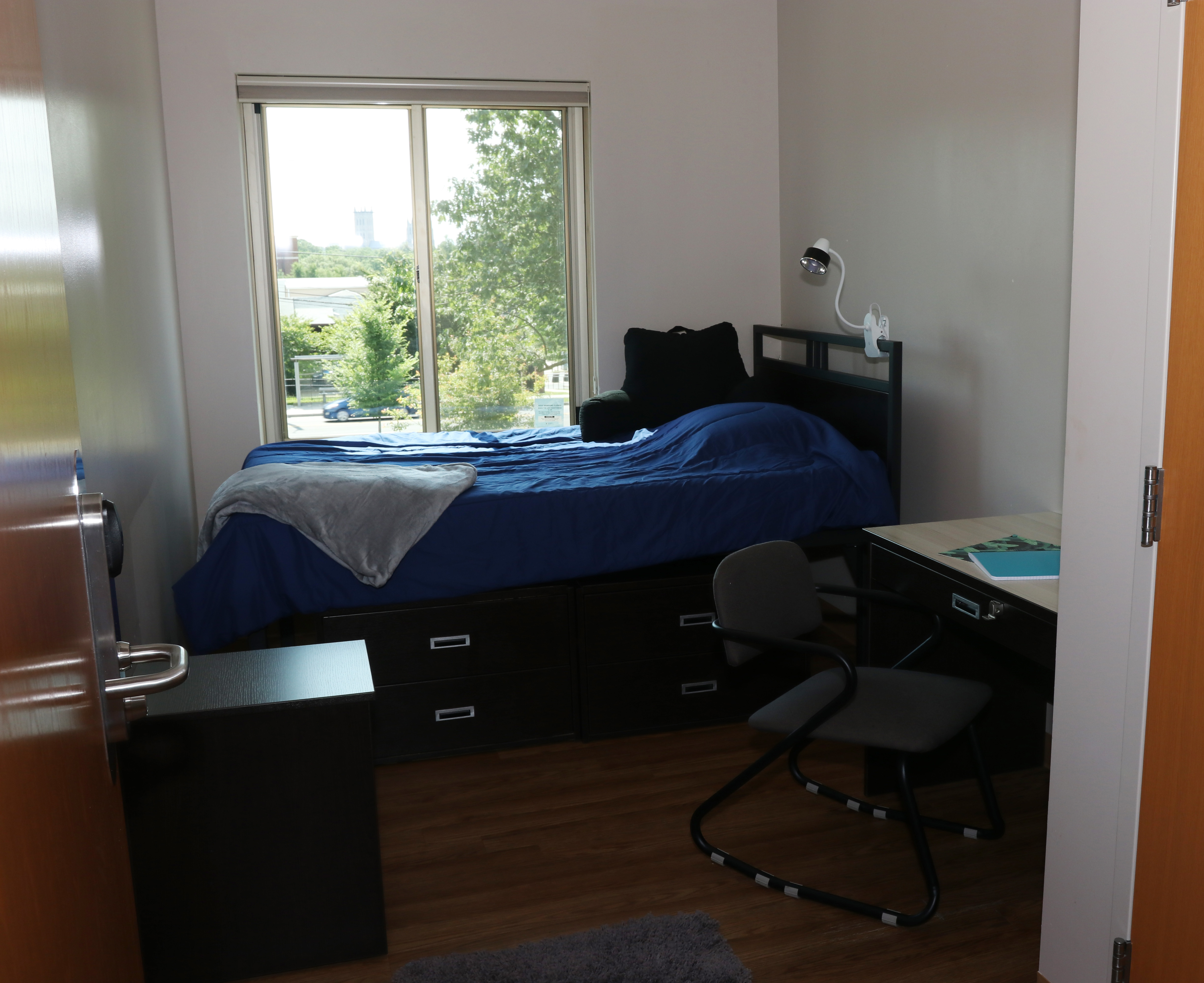 Nebraska Hall residence hall bedroom at American University