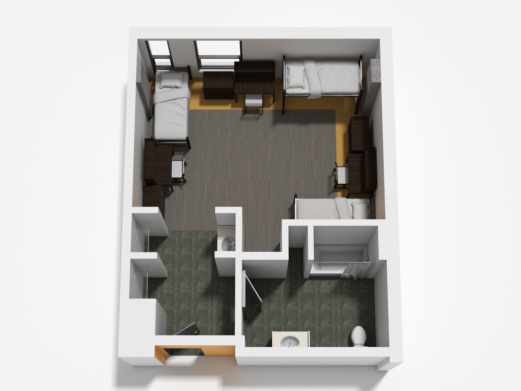 Triple room floor plan