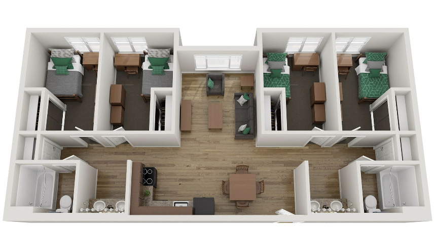 Cleveland State University intern housing floorplan mockup