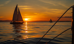 Sailboat on Lake Champlain in Burlington, Vermont