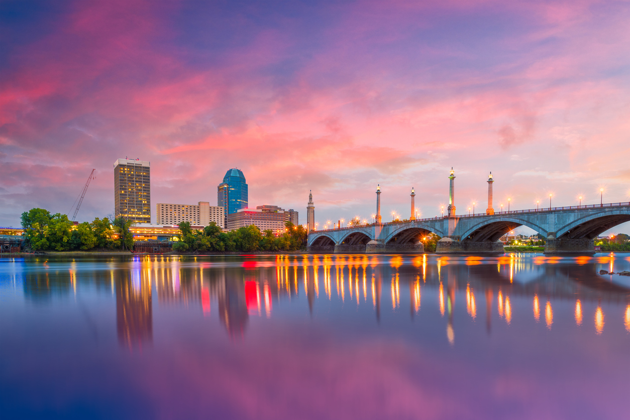 Springfield, MA at dusk