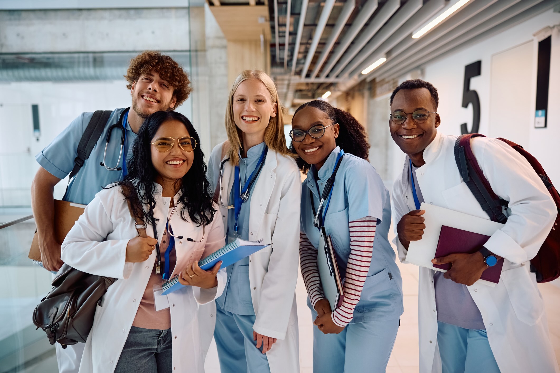 Group of medical student interns smiling