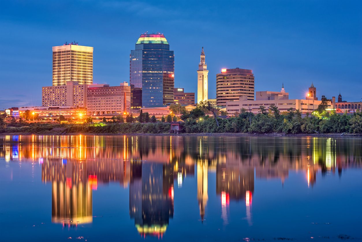 Springfield, MA at night