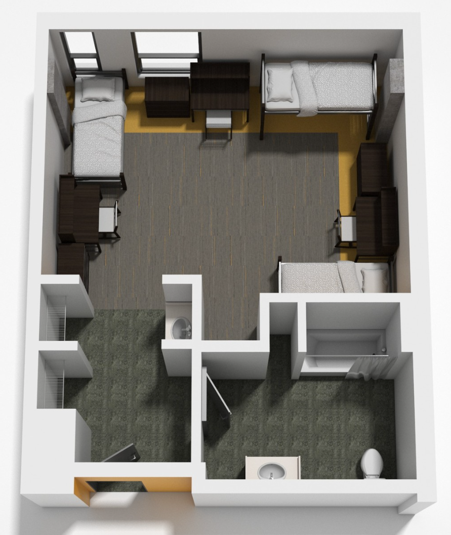 Triple Room - Shared Floor Plan Layout