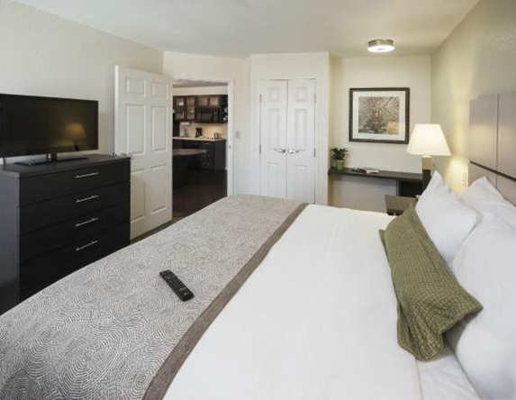 A view of a bedroom space at Sonesta Simple Suites Las Vegas