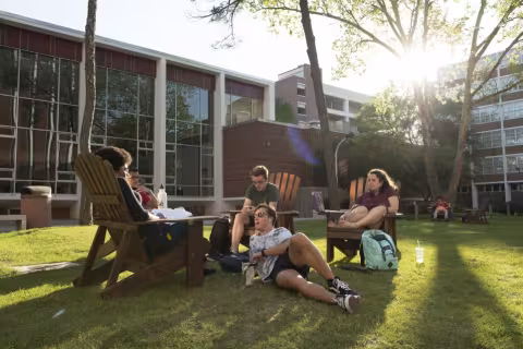 Students gathered on Residential Quad