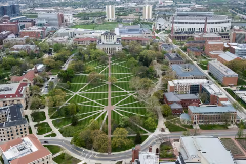 an image of a birds eye view of the Ohio State University