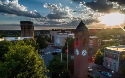 Aerial shot of downtown Spartanburg, SC