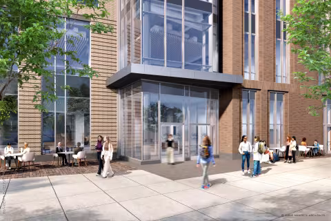Living & Learning Center Entrance Rendering. 