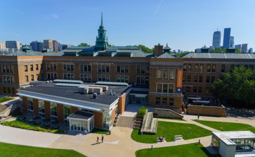 Academic Campus with Skyline View
