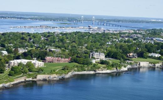 Aerial View of Salve Regina Campus and Newport RI