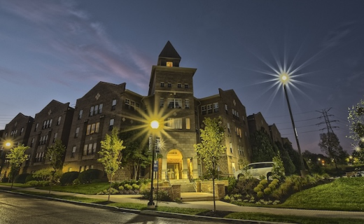 Outside of Commons Hall in the Evening