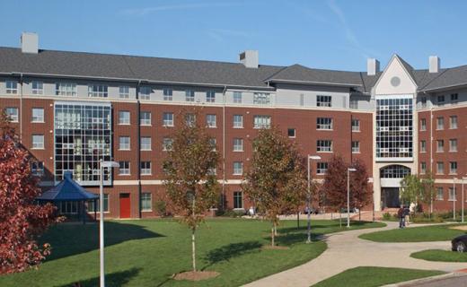 Full view of Exchange Street Residence Hall.
