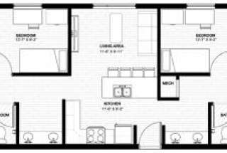 Private bedroom in a four-bedroom apartment with kitchen.