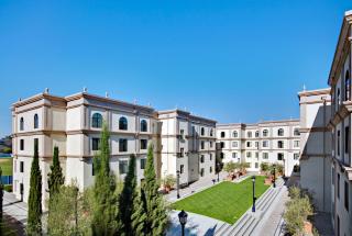 Exterior view of Manchester Village on the campus of University of South Dakota