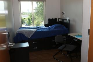 Nebraska Hall residence hall bedroom at American University