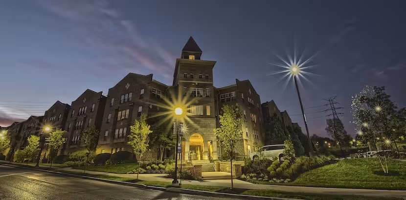 Outside of Commons Hall in the Evening